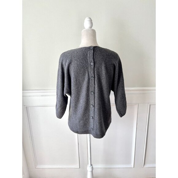 Hinge 3/4 Sleeve Button Back Gray Sweater XS - Picture 3 of 5
